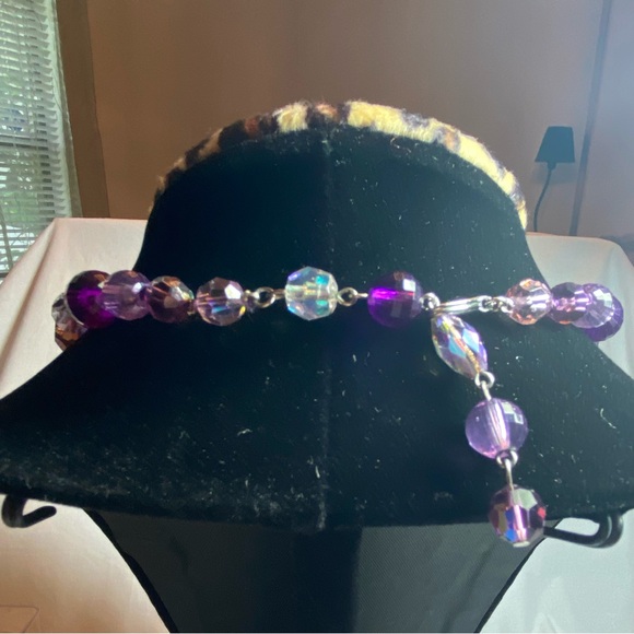 Vintage purple crystal beads necklace. - Picture 3 of 5